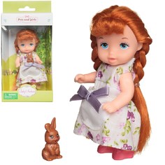 Кукла-мини Baby Ardana серия Питомец шатенка с косами с коричневым кроликом 11 см Junfa Toys