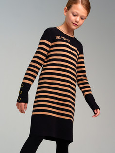 Платье детское PlayToday 32421372, черный, коричневый, 170