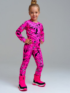 Термобелье детское комплект PlayToday 32442036, фуксия, черный, белый, 116