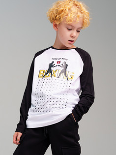 Лонгслив детский PlayToday 32411088, черный, белый, 140