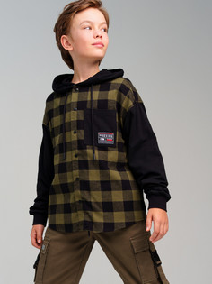 Рубашка детская PlayToday 32411362, черный, темно-зеленый, 128