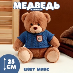 Мягкая игрушка Медведь в свитере, 25 см, цвет микс No Brand