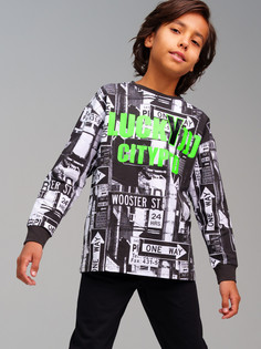 Лонгслив детский PlayToday 32411286, белый, черный, 128