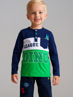 Лонгслив детский PlayToday 32412020, тёмно-синий, белый, зеленый, 116