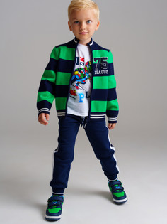 Кардиган детский PlayToday 32412039, тёмно-синий, зеленый, 116