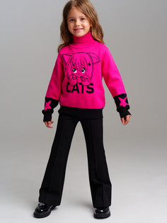 Свитер детский PlayToday 32422141, черный, розовый, 104