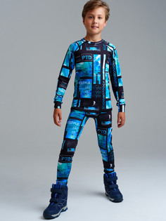 Термобелье детское комплект PlayToday 32411145, черный, синий, 128