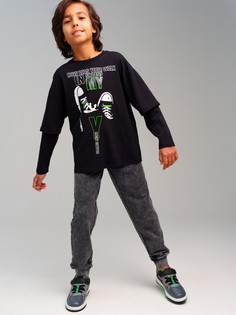 Лонгслив детский PlayToday 32411283, черный, 146