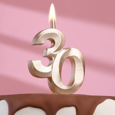 Свеча в торт Юбилейная, цифра 30, 12,3х6,7 см, шампань No Brand