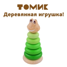 Пирамидка деревянная развивающая Томик Лягушонок П-06