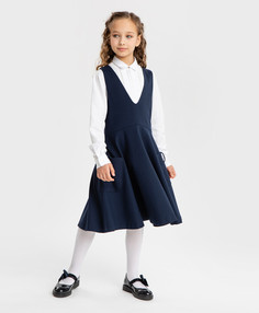 Сарафан с вырезом и юбкой солнце-клеш синий Button Blue, 164, 224BBGS50011000