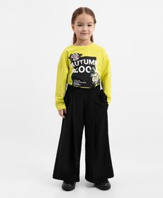 Брюки силуэта палаццо чёрные для девочки Gulliver, 116, 22401GMC6302