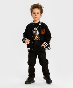 Брюки прямые с защипами черные для мальчика Button Blue, 98, 224BBBP6301