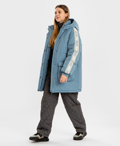 Куртка зимняя удлиненнаяи большими карманами синяя Button Blue, 158, 224BBGJC4106