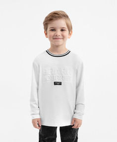 Лонгслив трикотажный белый для мальчика Gulliver, 104, 22404BMC1205