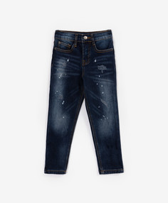 Джинсы утеплённые на флисе с повреждениями синие для мальчика Gulliver, 128, 22405BMC6402