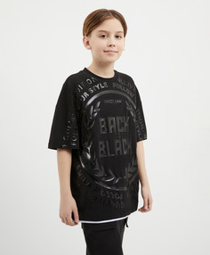 Футболка из джерси с принтом чёрная для мальчика Gulliver, 140, 224GSBJC1203