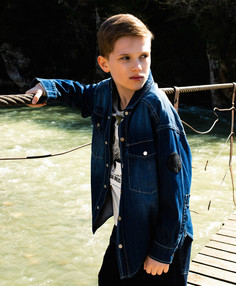 Рубашка оверсайз джинсовая синяя для мальчика Gulliver, 152, 22411BJC2303