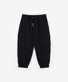 Брюки-джоггеры текстильные с карманами карго синие Gulliver, 128, 22405BMC6301