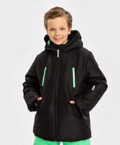 Куртка зимняя непромокаемаяи манжетами-митенками черная Button Blue, 104, 224BBBA4105