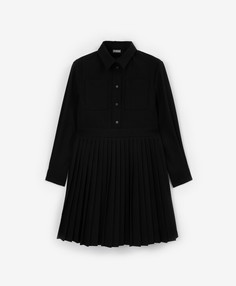 Платье текстильное с накладными карманами чёрное для девочки Gulliver, 146, 224GSGJC2502