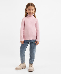 Джинсы силуэта Мом-фит с потёртостями синие для девочки Gulliver, 104, 22402GMC6303