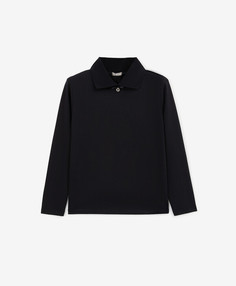 Блузка с рибовым отложным воротником синяя для девочки Gulliver, 128, 224GSGC1806