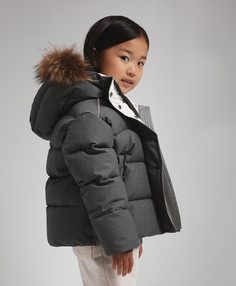 Куртка зимняя из плащовки на натуральном пуху серая Gulliver Select, 134, 223GLEGC4102