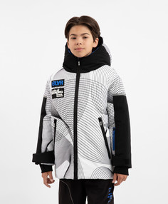 Куртка демисезонная из плащовки с принтом белая для мальчика Gulliver, 164, 22412BJC4101