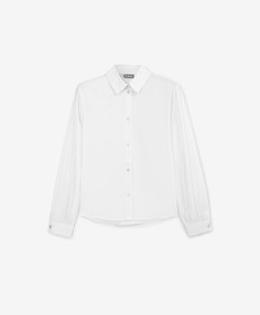 Блузка текстильная со стразами белая для девочки Gulliver, 122, 224GSGMC2202