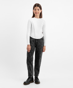 Джинсы Mom fit утеплённые серые для девочки Gulliver, 164, 22407GJC6403