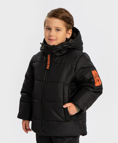 Куртка зимняя с капюшоном черная для мальчика Button Blue, 116, 224BBBMC4502