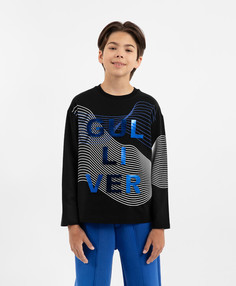 Лонгслив трикотажный с принтом чёрный для мальчика Gulliver, 146, 22412BJC1203