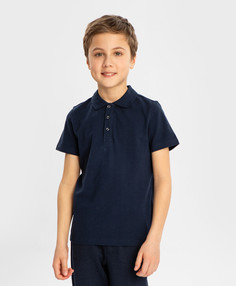 Футболка-поло с отложным воротником синяя Button Blue, 158, 224BBBS14011000