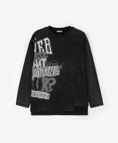 Лонгслив трикотажный с принтом серый для мальчика Gulliver, 158, 22410BJC1210