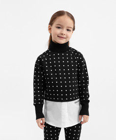Водолазка комбинированная в горох чёрная для девочки Gulliver, 128, 22401GMC1801