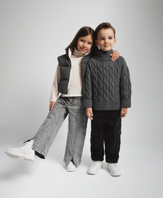 Джинсы расклёшенные с разрезами серые для девочки Gulliver Select, 140, 223GLEGC6301