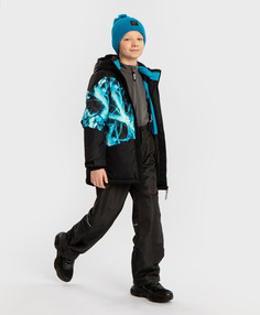 Куртка демисезонная непромокаемая с капюшоном черная Button Blue, 110, 224BBBA4102