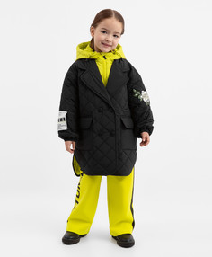 Полупальто демисезонное с отстёгивающейся манишкойчёрное Gulliver, 128, 22401GMC4501