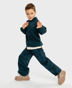 Брюки с регулировкой ширины брючин и принтом синие Button Blue, 122, 224BBBMC5603