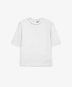 Блузка с коротким рукавом из джерси белая для девочки Gulliver, 128, 224GSGMC1401