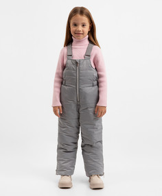 Полукомбинезон зимний стёганый на флисе серый для девочки Gulliver, 134, 22402GMC6702