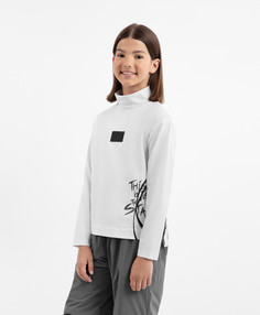 Водолазка трикотажная с принтом белая для девочки Gulliver, 146, 22407GJC1801