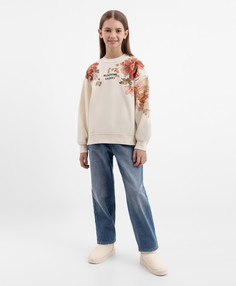 Джинсы прямые утеплённые на флисе синие для девочки Gulliver, 152, 22408GJC6406