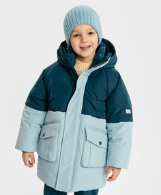 Пальто зимнее водоотталкивающееи манжетами сине-голубое Button Blue, 98, 224BBBMC4501