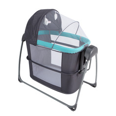 Приставная кровать Mastela Deluxe 4 в 1 Bassinet, люлька - качалка темно-серый/лазурный