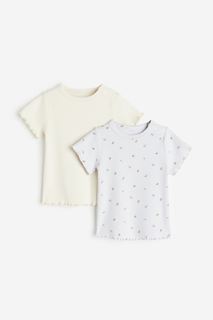 Футболка детская 2 штуки H&M 118124700, светло-серый/цветочный, 50 (доставка из-за рубежа)