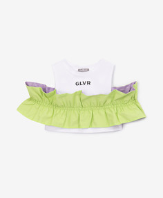 Кроп-топ с широкой рюшей белая для девочки Gulliver (122)