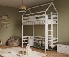 Кровать-Чердак Домик Detskaya online 160x80 торцевая лестница Detskaya.Online