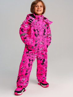 Комбинезон детский PlayToday 32442011, фуксия, черный, белый, 98